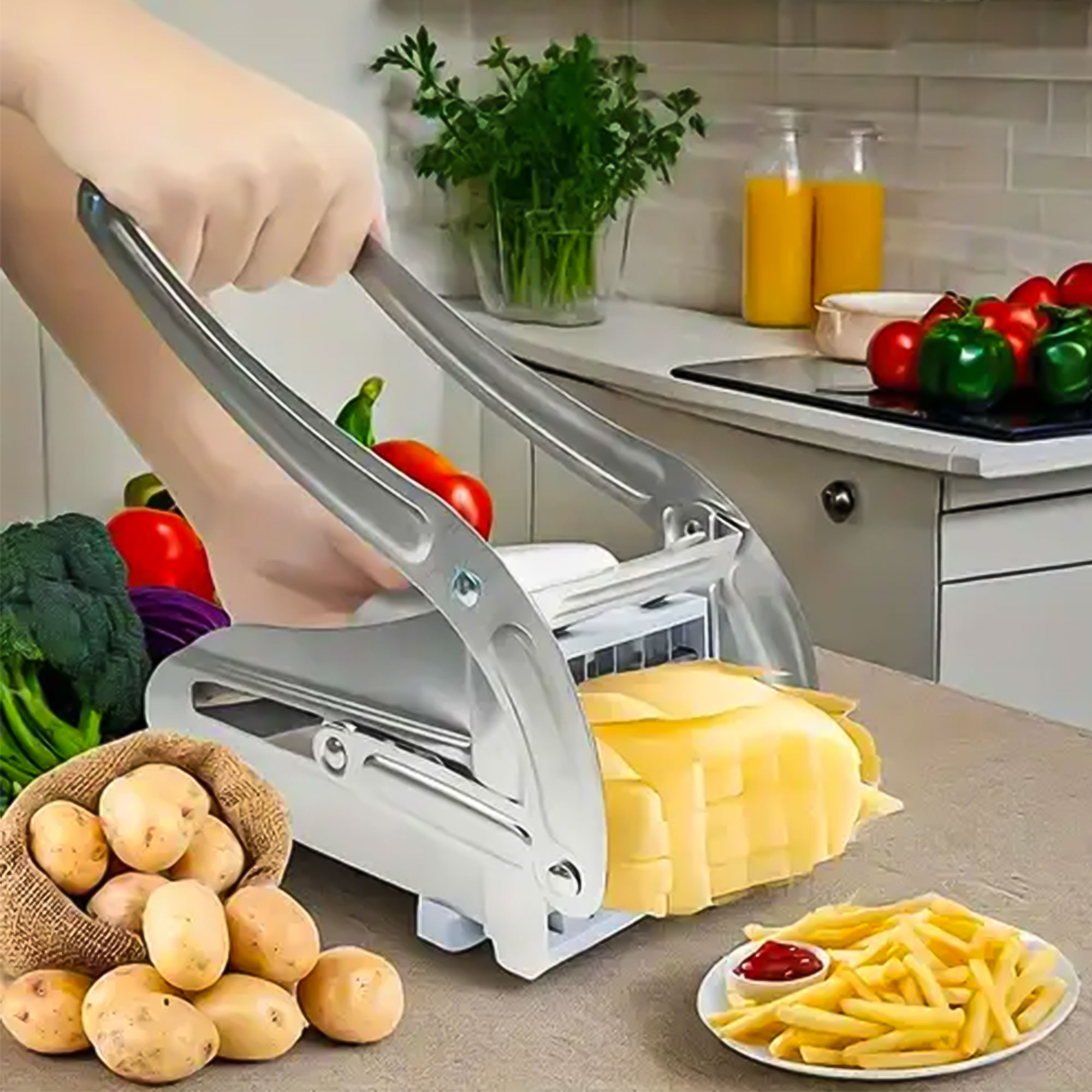 باكج أدوات الطبخ اليومية ( قطاعه بطاطس يدوية + مفرمة كهربائية صغيرة ) - Image 2