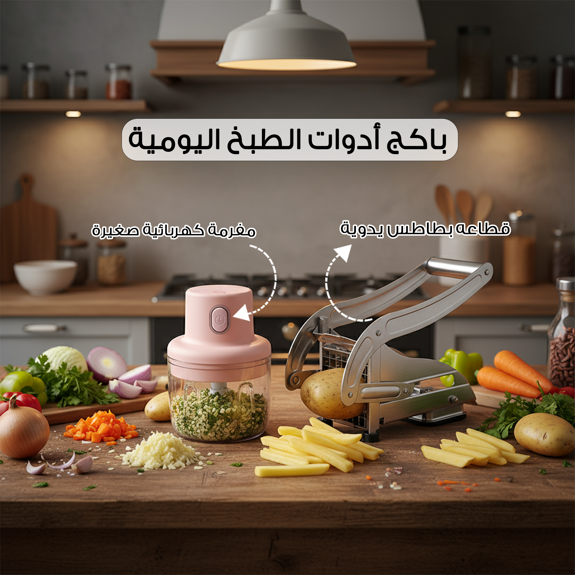 باكج أدوات الطبخ اليومية ( قطاعه بطاطس يدوية + مفرمة كهربائية صغيرة ) - Image 7
